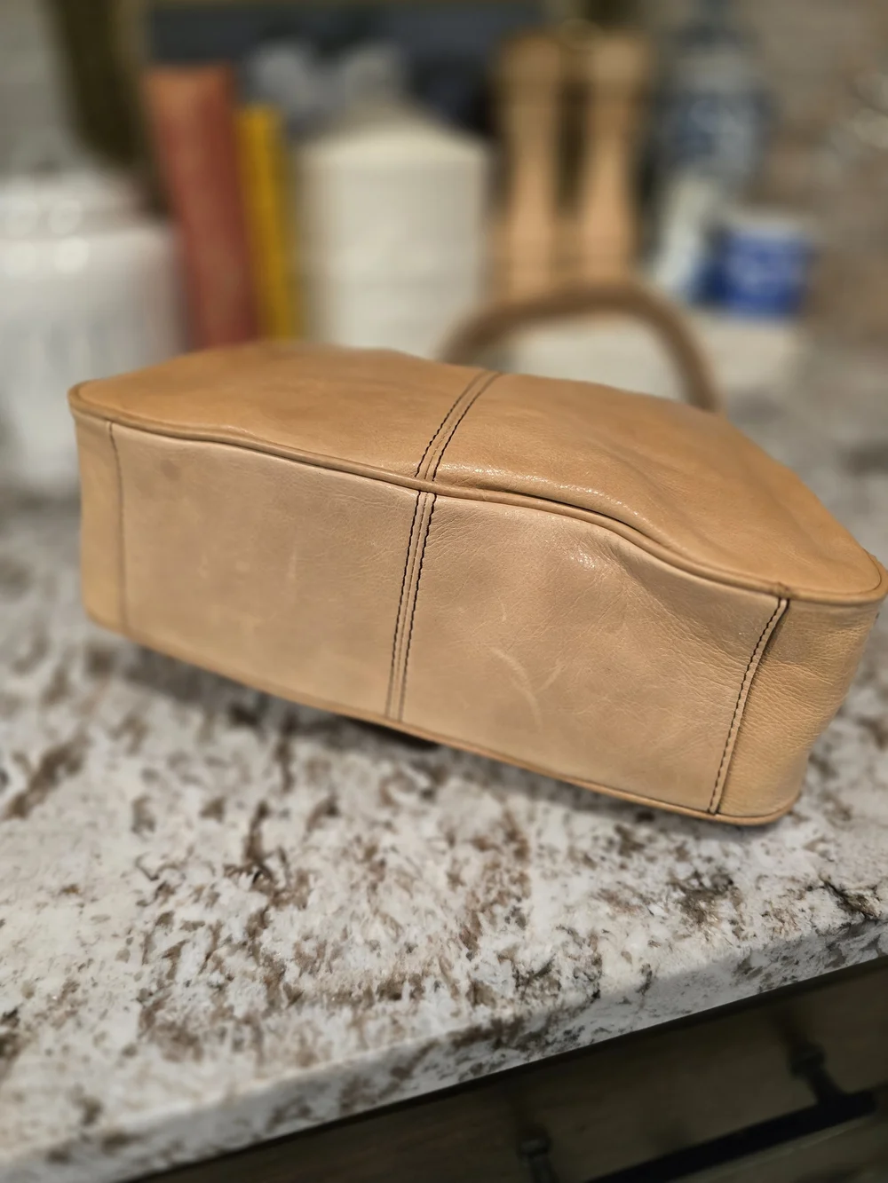 Etienne Aigner Tan Leather Shoulder Bag with Front Buckle